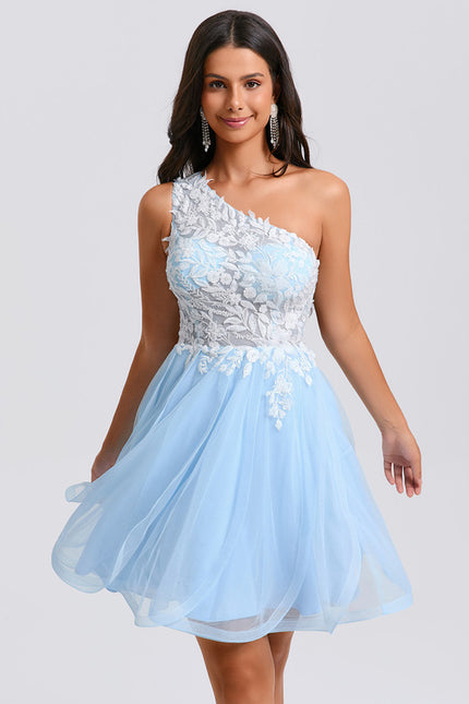 Robe De Princesse Asymétrique Tulle Bleu - gallery 2