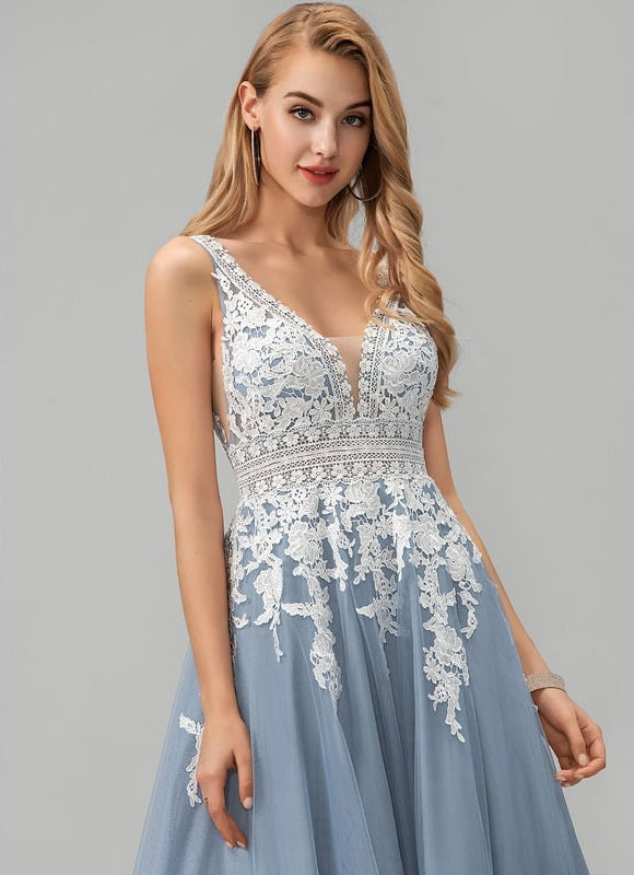 Robe De Princesse Tulle Bleu Clair - gallery 1