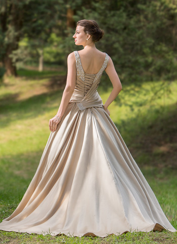 Robe De Princesse Satinée Beige - gallery 4
