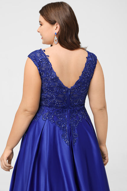 Robe De Princesse Soirée Bleue Satinée - gallery 8