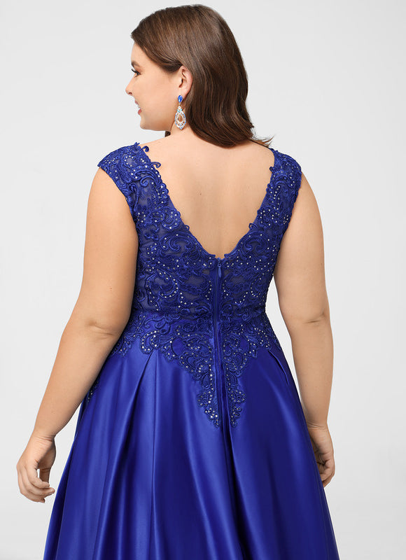 Robe De Princesse Soirée Bleue Satinée - gallery 8