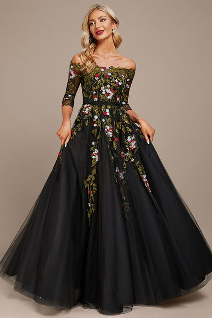 Robe De Princesse Noire Florale