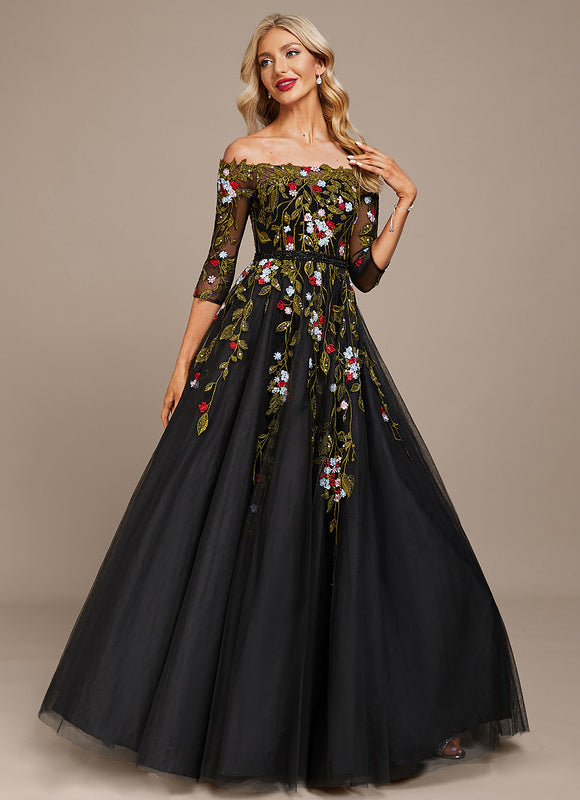 Robe De Princesse Noire Florale - gallery 5