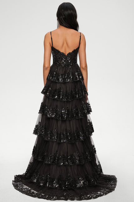 Robe De Princesse Noire À Paillettes - gallery 4