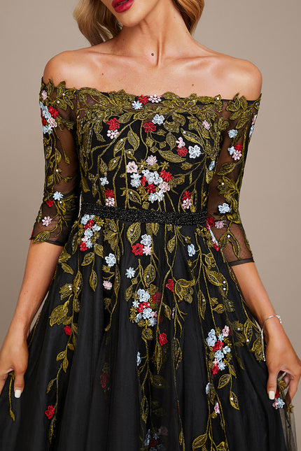 Robe De Princesse Noire Florale - gallery 3