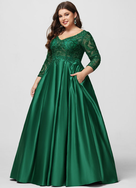 Robe De Princesse Satin Verte - gallery 5