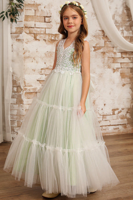 Robe De Princesse Tulle Vert Pâle - gallery 8