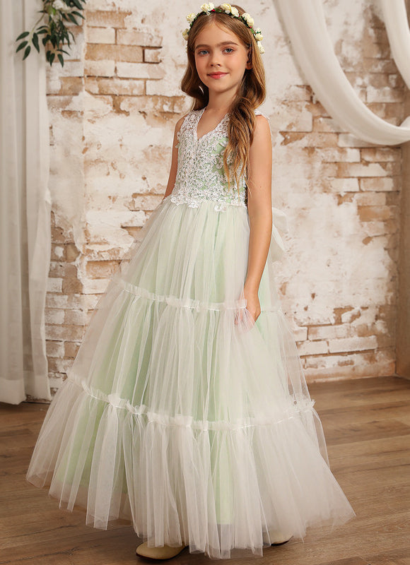Robe De Princesse Tulle Vert Pâle - gallery 8