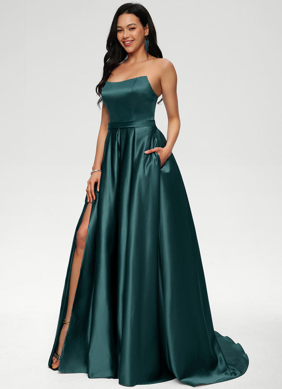 Robe De Princesse Satin Émeraude - gallery 2