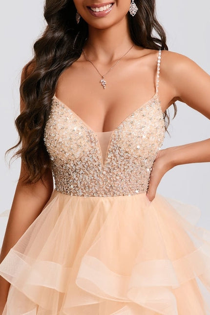 Robe De Princesse Tulle Pailletée Saumon - gallery 3