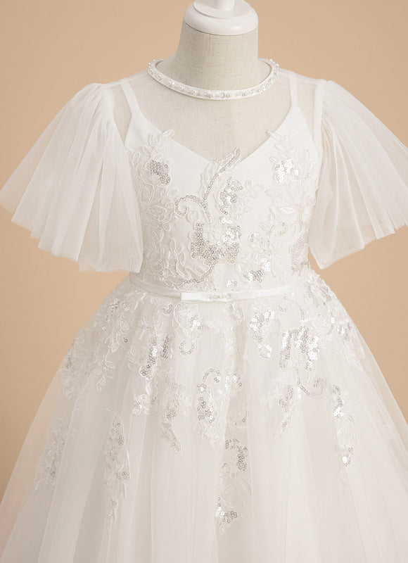 Robe De Princesse Tulle Ivoire Fleuri - gallery 5
