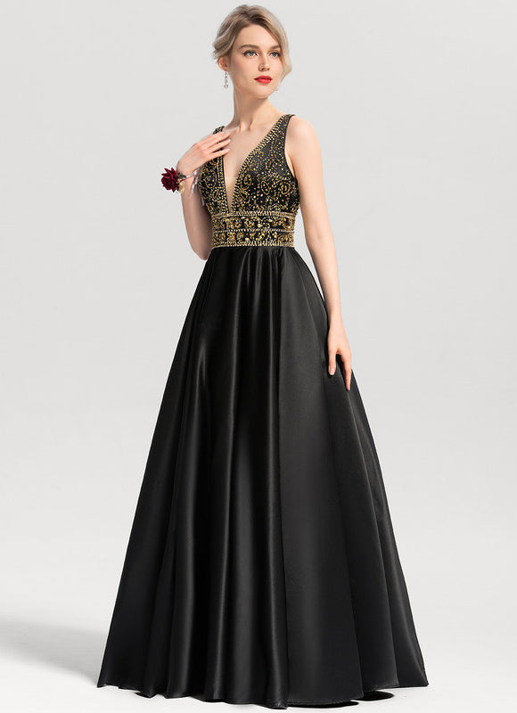 Robe De Princesse Satin Verte - gallery 2