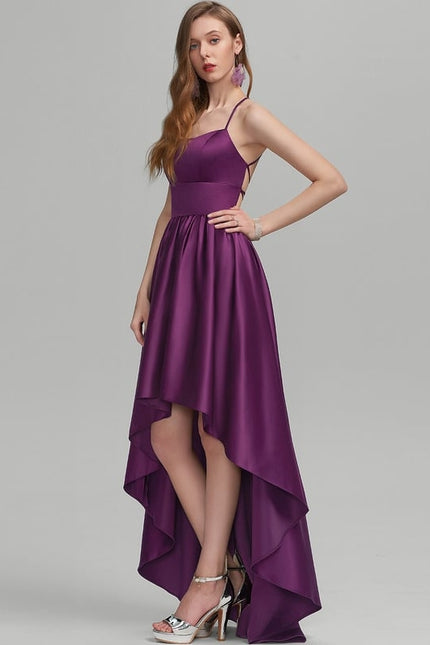 Robe De Princesse Satin Violet Asymétrique - gallery 3