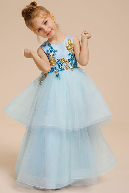 Robe De Princesse Tulle Bleu Floral - gallery 8