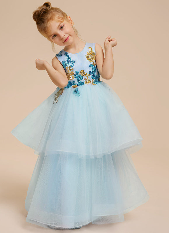 Robe De Princesse Tulle Bleu Floral - gallery 8