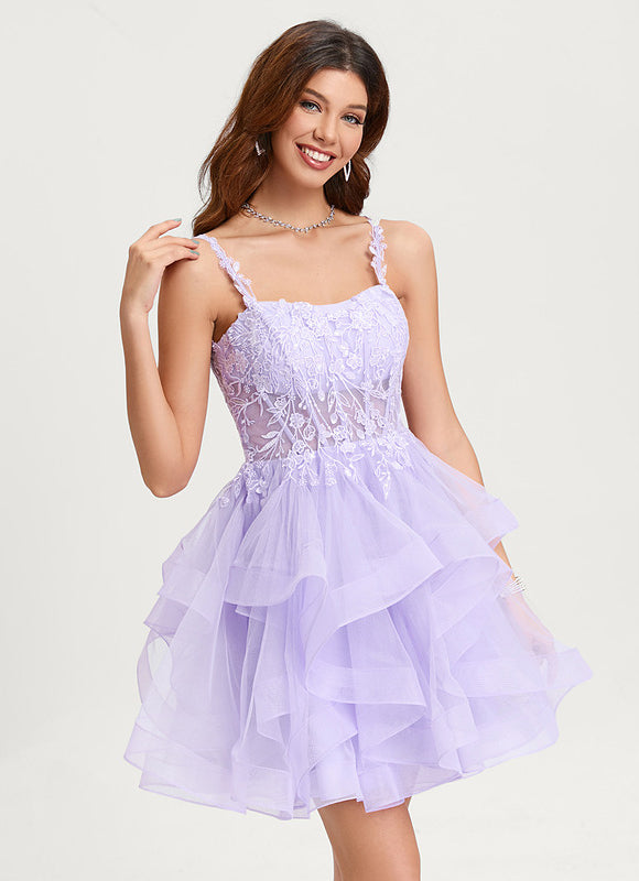 Robe De Princesse Tulle Asymétrique Saumon - gallery 2