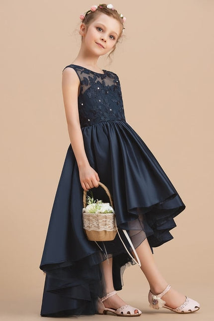 Robe De Princesse Satin Marine Élégante - gallery 5