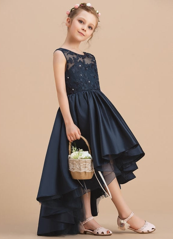Robe De Princesse Satin Marine Élégante - gallery 5