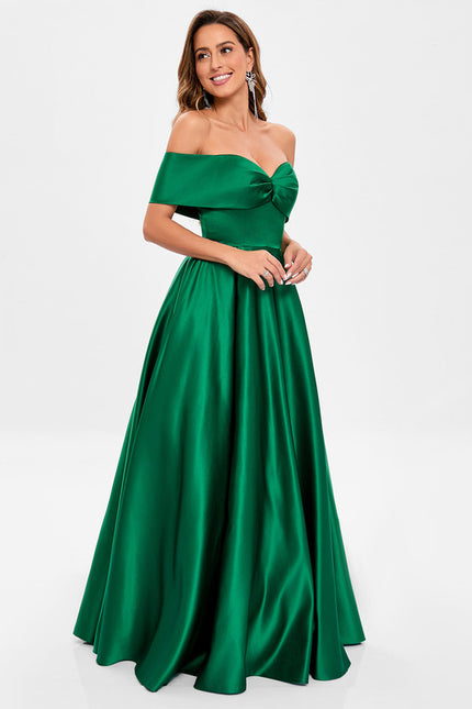 Robe De Princesse Satin Émeraude Chic - gallery 4