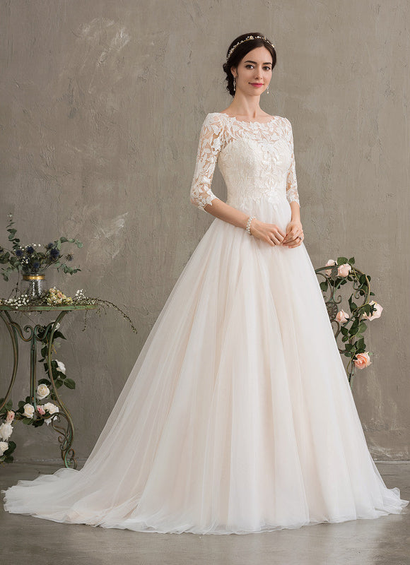 Robe De Princesse Nuptiale En Tulle Scintillant - gallery 6