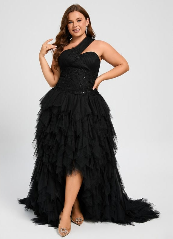 Robe De Princesse Asymétrique À Volants - gallery 9