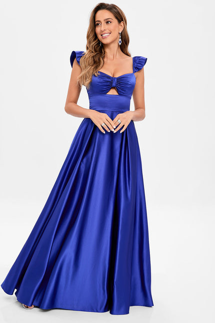 Robe De Princesse Satin Bleu Royal - gallery 1