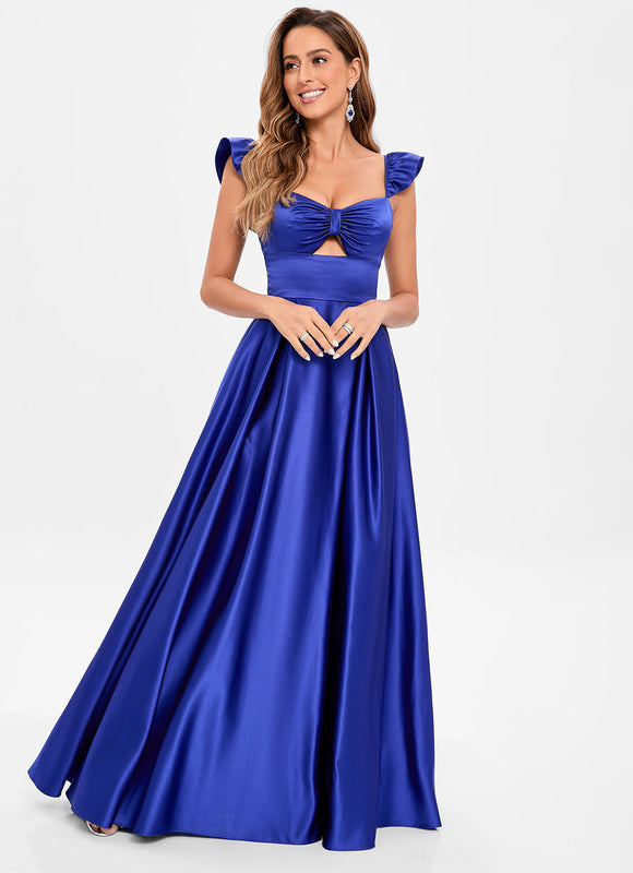 Robe De Princesse Satin Bleu Royal - gallery 1