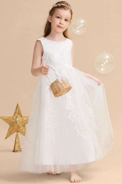 Robe De Princesse Enfant Blanche Brodée - gallery 1
