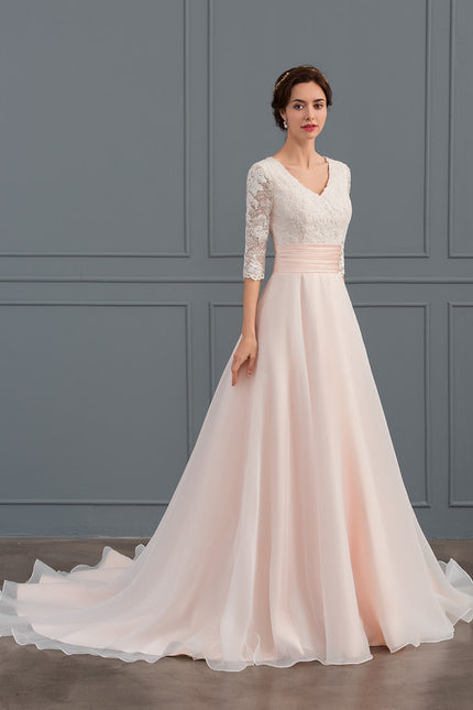 Robe De Princesse Nuptiale En Organza - gallery 3