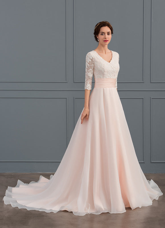 Robe De Princesse Nuptiale En Organza - gallery 3