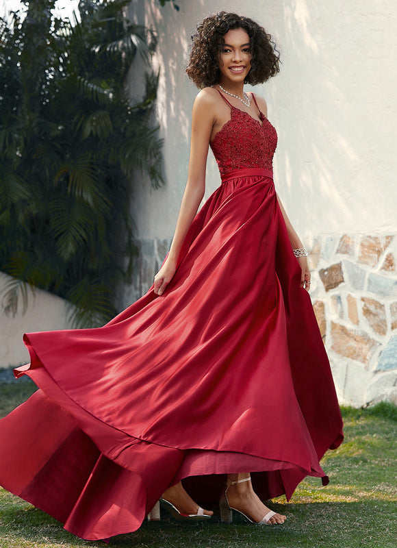 Robe De Princesse Satinée Rouge - gallery 4