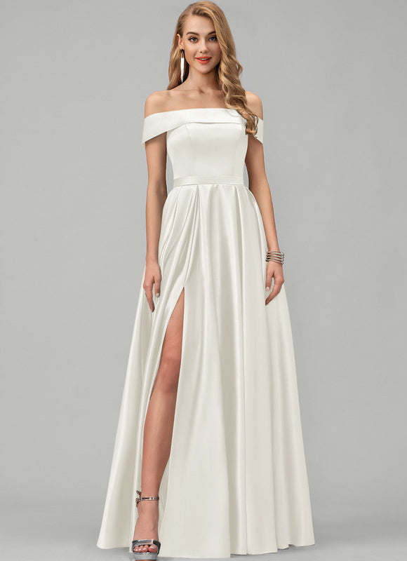 Robe De Princesse Satin Ivoire Élégante