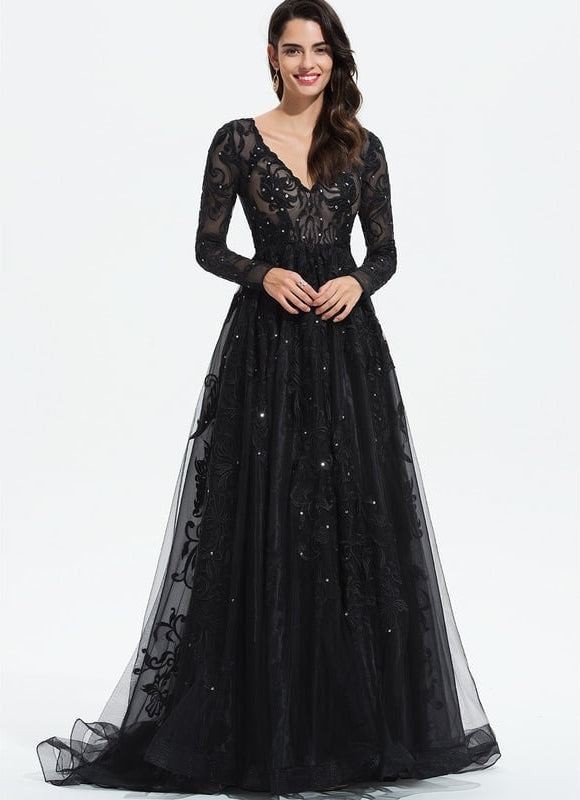 Robe De Princesse De Gala En Tulle Brodé - gallery 6
