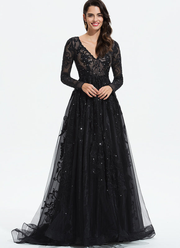 Robe De Princesse Noir Scintillant - gallery 1