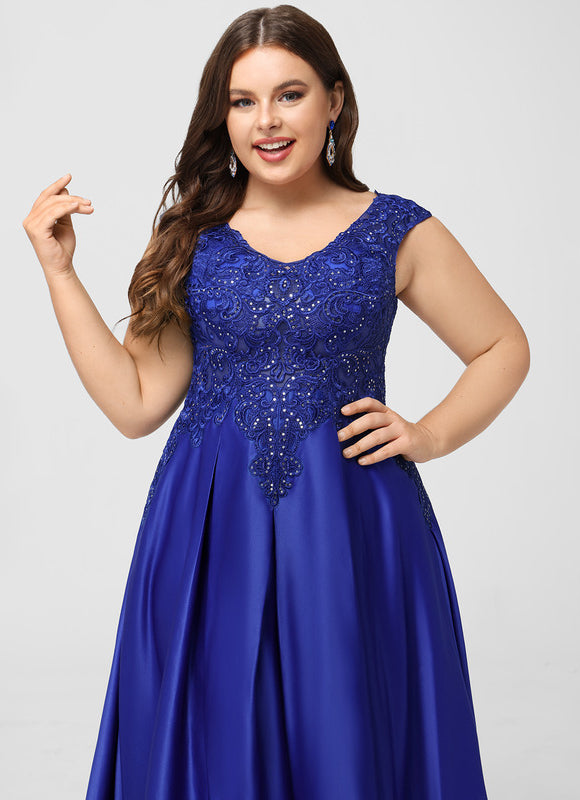 Robe De Princesse Soirée Bleue Satinée - gallery 6