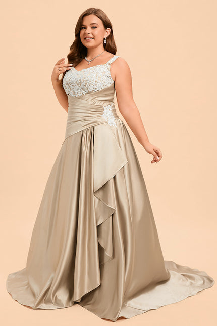 Robe De Princesse Satinée Beige - gallery 7