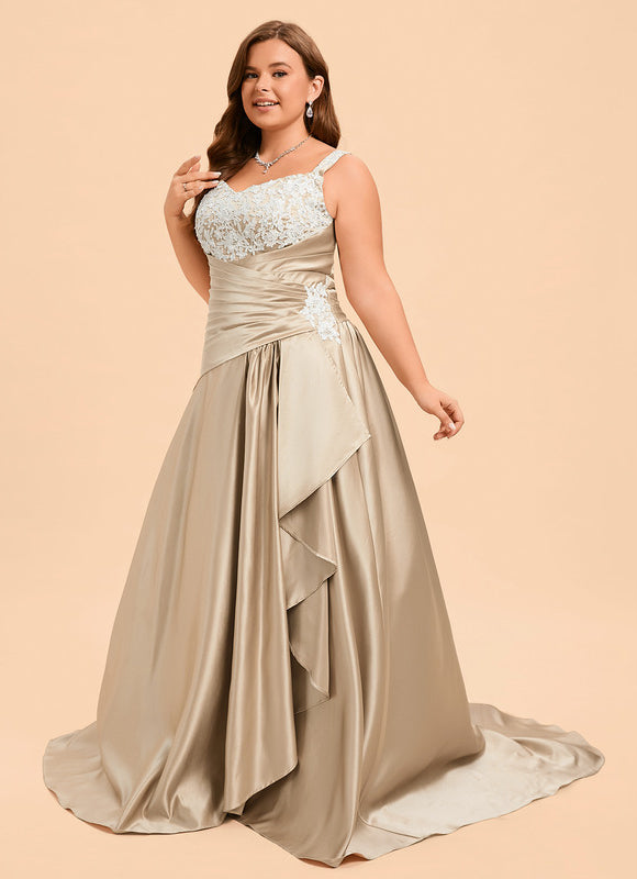 Robe De Princesse Satinée Beige - gallery 7