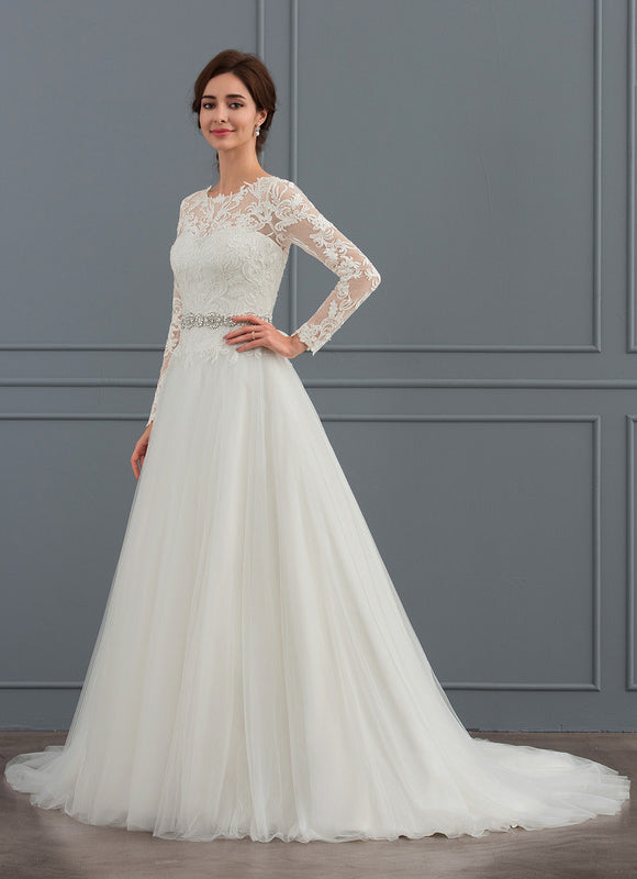 Robe De Princesse Nuptiale Tulle Ornée - gallery 1