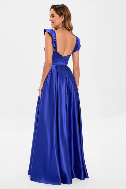 Robe De Princesse Satin Bleu Royal - gallery 6